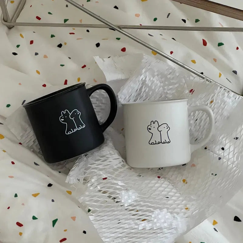 Frosted Small Black Cup Puppy Mug - Bellarte Enchanté Frosted Small Black Cup Puppy Mug